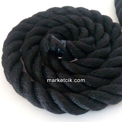 Tarzavize 2cm Dekoratif Örgülü Siyah Halat, 1 Metre-KABLOSUZ