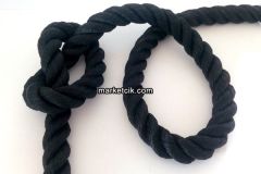 Tarzavize 2cm Dekoratif Örgülü Siyah Halat, 1 Metre-KABLOSUZ