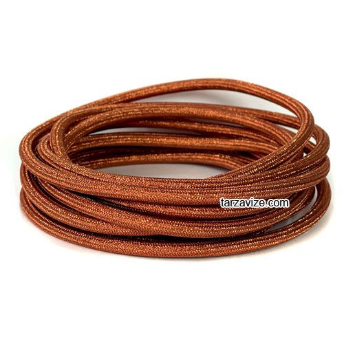 Tarzavize 2x0,50mm Bakır Renk Dekoratif Örgülü Kumaş Kablo, 5 Metre