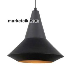 Tarzavize TKNT2 Dekoratif Siyah  Tekli Retro Modern Sarkıt Avize