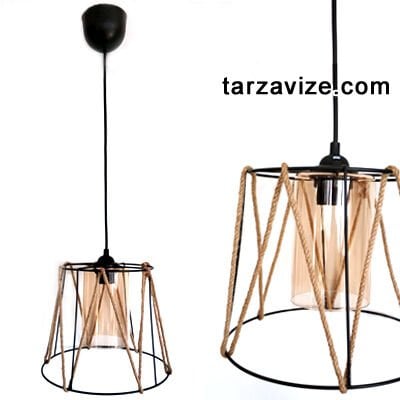 Tarzavize Vintage Tel Kafes Halatlı Sarkıt Avize