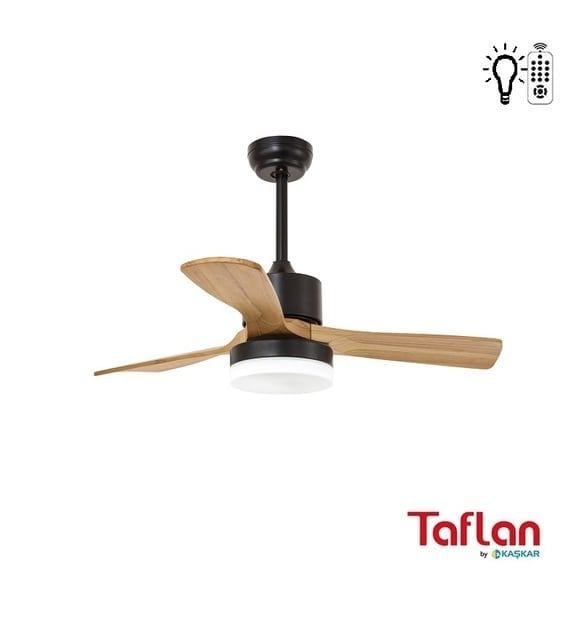 Kaşkar-Taflan F52309 Ahşap Uzaktan Kumandalı 3 Kanatlı Aydınlatmalı Tavan Vantilatörü