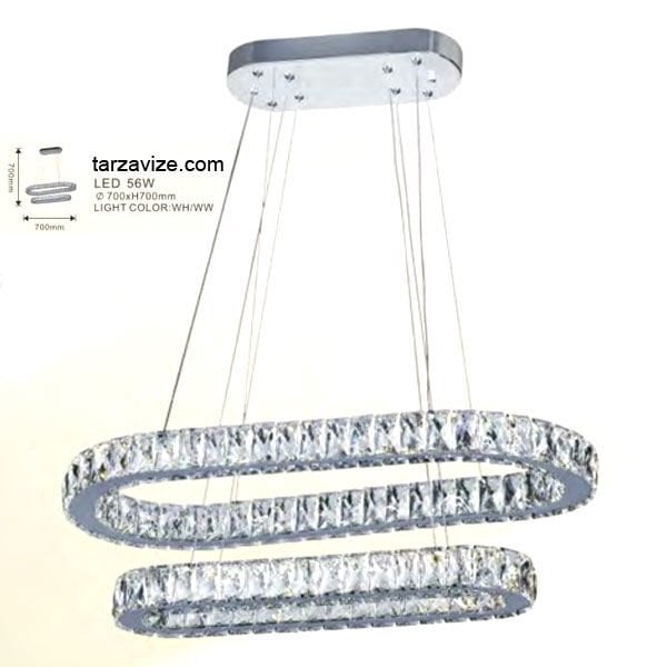 Tarzavize 56 Watt Dekoratif Kristal Camlı Led Avize