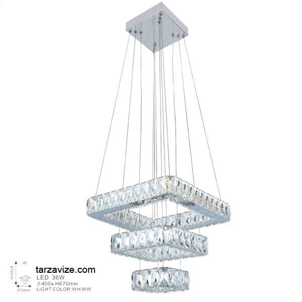 Tarzavize 36 Watt Dekoratif Kristal Camlı Led Avize