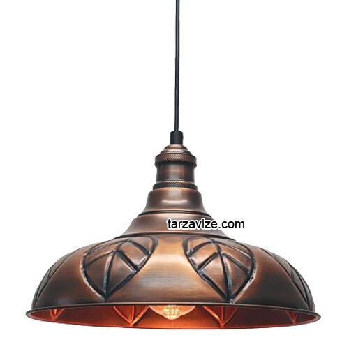 Tarzavize TRT2 Dekoratif Bakır Eskitme Tekli Retro Modern Sarkıt Avize