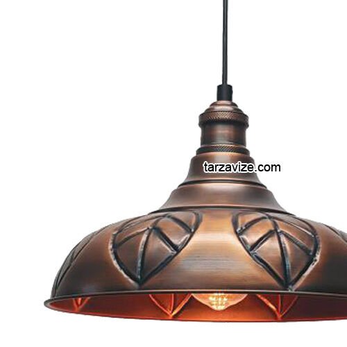 Tarzavize TRT2 Dekoratif Bakır Eskitme Tekli Retro Modern Sarkıt Avize