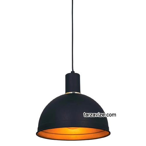 Tarzavize TRT35 Dekoratif Siyah Tekli Retro Modern Sarkıt Avize