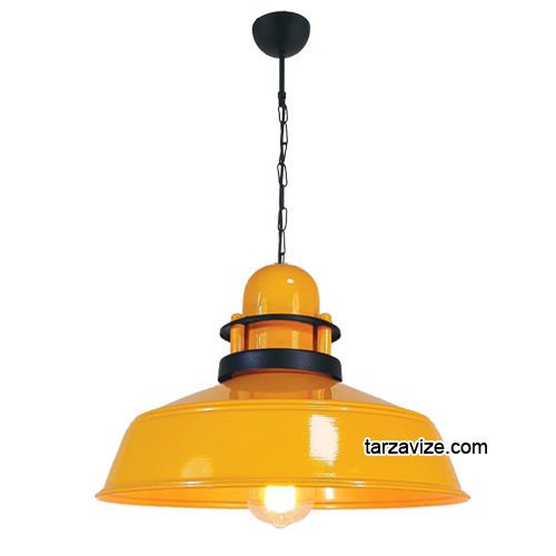 Tarzavize TRT48 Dekoratif Sarı Tekli Retro Modern Sarkıt Avize