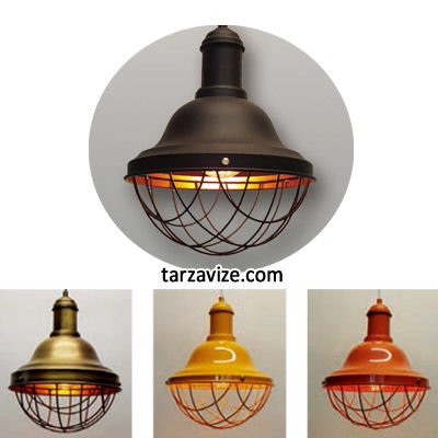 Tarzavize TLT2 Dekoratif Kafesli Siyah Tekli Retro Modern Sarkıt Avize