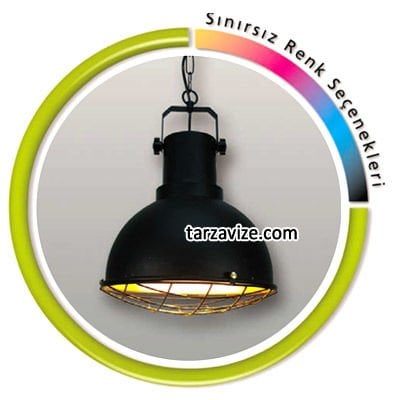 Tarzavize TLT3 Dekoratif Kafesli Siyah Tekli Retro Modern Sarkıt Avize