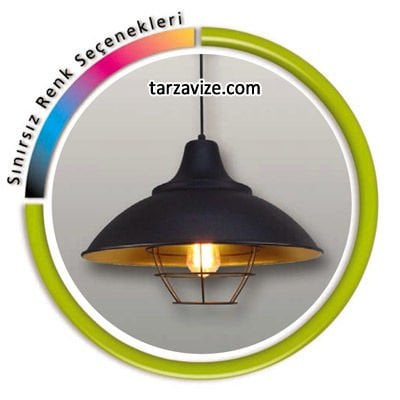 Tarzavize TLT5 Dekoratif Kafesli Siyah Tekli Retro Modern Sarkıt Avize