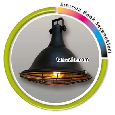 Tarzavize TLT8 Dekoratif Kafesli Siyah Tekli Retro Modern Sarkıt Avize