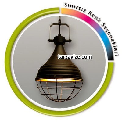 Tarzavize TLT14 Dekoratif Kafesli Siyah Tekli Retro Modern Sarkıt Avize