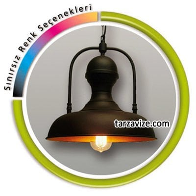 Tarzavize TLT17 Dekoratif Siyah Tekli Retro Modern Sarkıt Avize