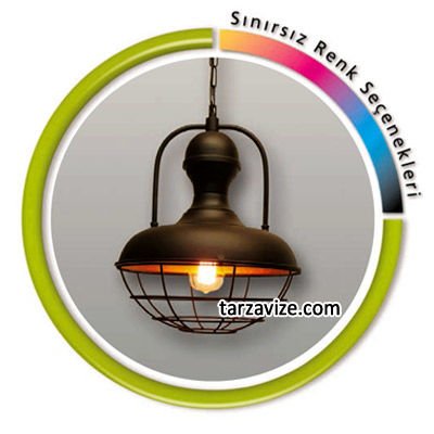 Tarzavize TLTK17 Dekoratif Kafesli Siyah Tekli Retro Modern Sarkıt Avize