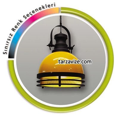 Tarzavize TLT18 Dekoratif Sarı Tekli Retro Modern Sarkıt Avize