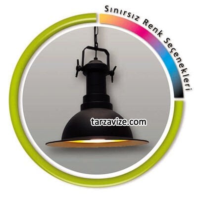 Tarzavize TLT19 Dekoratif Siyah Tekli Retro Modern Sarkıt Avize