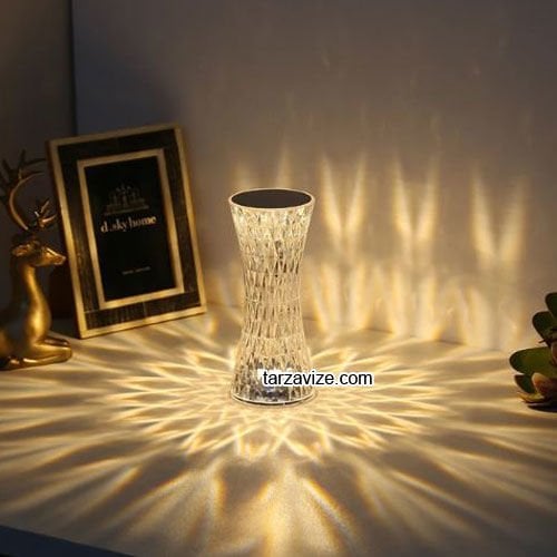 Tarzavize TR-8102 Kristal Şarjlı Dokunmatik Led Masa Lambası 3 Renk Işık