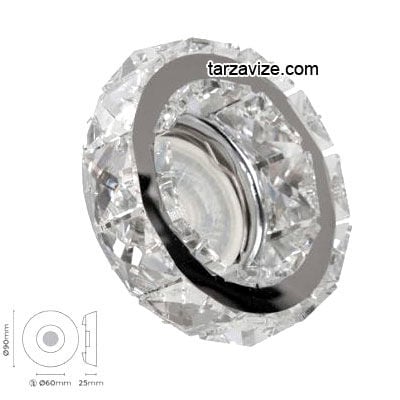 Tarzavize TR566 Sıva Altı Dekoratif Kristal Cam Led Spot Armatür Beyaz-Günışığı Işık