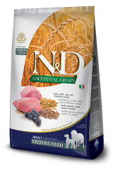 N&D Ancestral Grain Kuzu Etli Yaban Mersinli Düşük Tahıllı Yetişkin Köpek Maması 12 kg