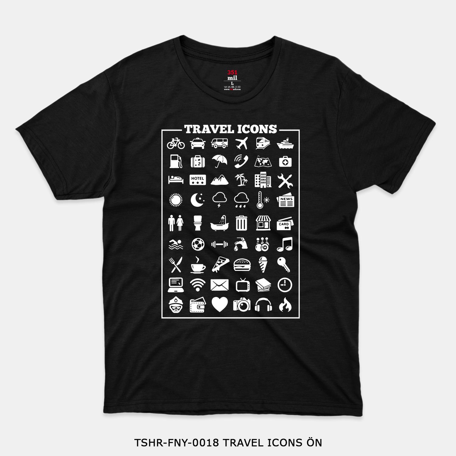 351mil T-Shirt TSHR-FNY-0018 TRAVEL ICONS
