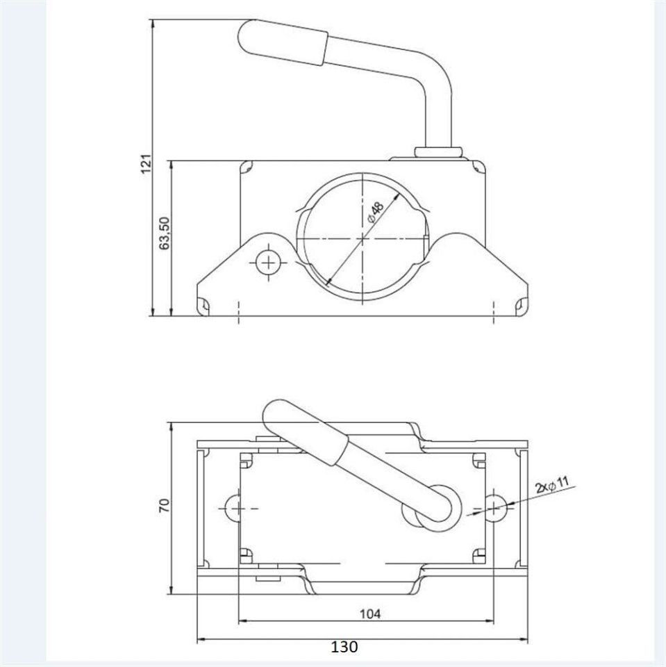 Knott 48mm'lik karavan/römork destek tekeri için kelepçe (bağlantı vidaları ile)