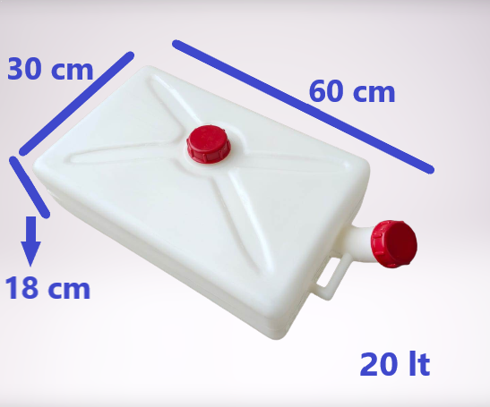 Karavan Atık (Gri) Su Bidonu (20 Litre) Süper Slim