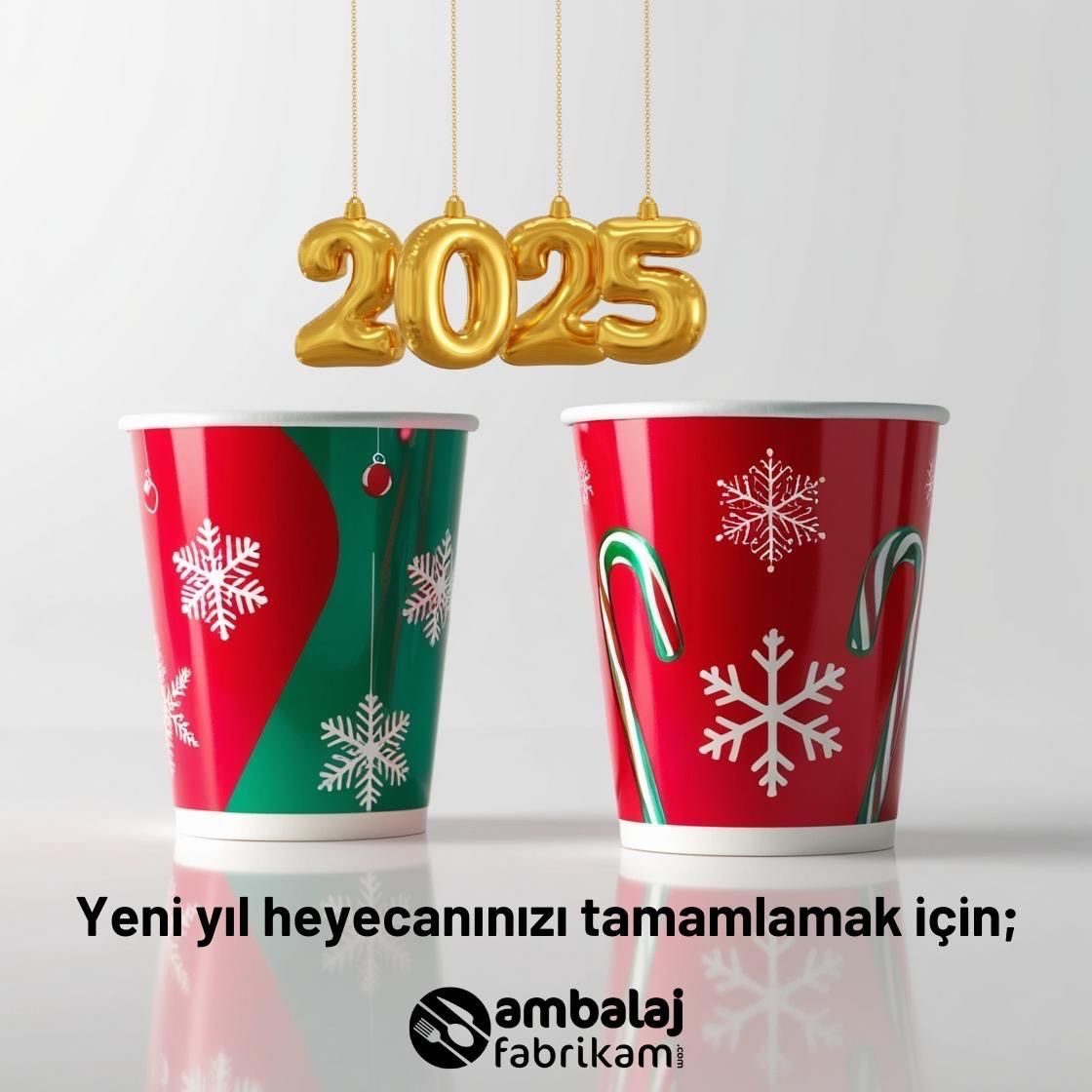 8 oz Karton Bardak Double Wall - Yılbaşı Bardağı