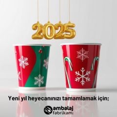 8 oz Karton Bardak Double Wall - Yılbaşı Bardağı