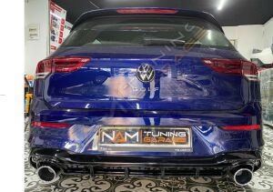 VW GOLF 8 IÇIN UYUMLU GTI DIFÜZÖR (PIANO BLACK) - ÇIFT EGZOZ (Life,Style,Impression Paket için)