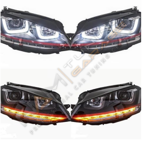 GOLF 7 MK7 2012-2018 IÇIN UYUMLU U LED FAR GTI KIRMIZI