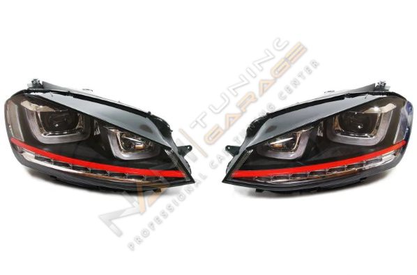 GOLF 7 MK7 2012-2018 IÇIN UYUMLU U LED FAR GTI KIRMIZI