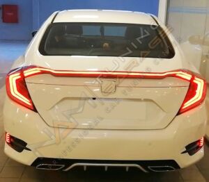 HONDA CIVIC FC5 2016-2021 IÇIN UYUMLU HAREKETLI SINYALLI LED STOP VE SPOILER TAKIMI KIRMIZI