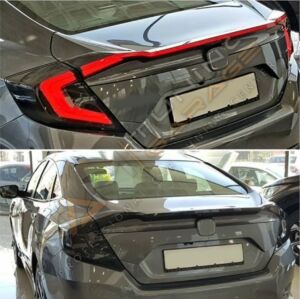 HONDA CIVIC FC5 2016-2021 IÇIN UYUMLU HAREKETLI SINYALLI LED STOP VE SPOYLER TAKIMI SMOKE