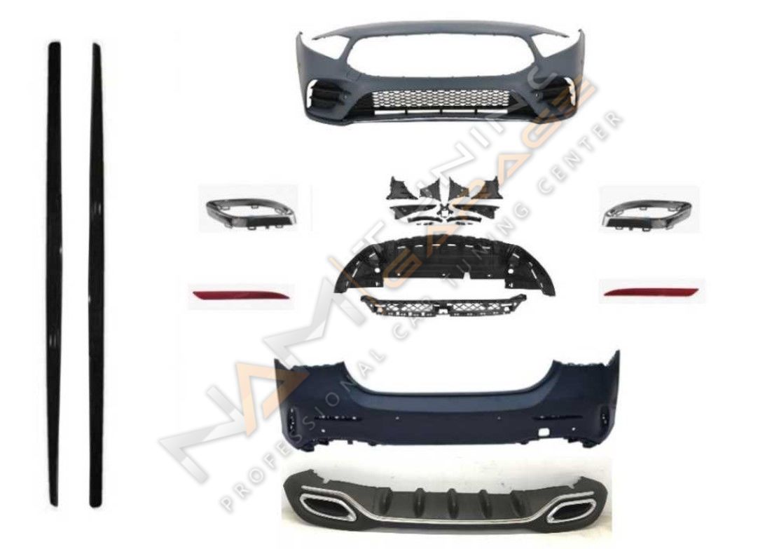 MERCEDES W177 HB A SERISI IÇIN UYUMLU AMG SET (ÖN ARKA TAMPON , DIAMOND PANJUR,MARSPIYEL,EGZOZLAR)