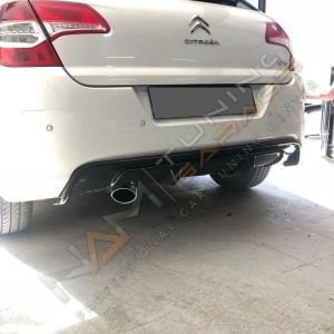 Citroen C4 Difüzör Arka Tampon Eki Sol Çift Çıkış 2010-2018 arası Parlak Siyah