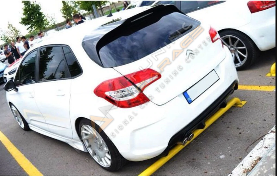 Citroen C4 Difüzör Arka Tampon Eki Sol Çift Çıkış 2010-2018 arası Parlak Siyah
