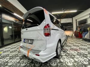 Ford Tourneo Courier Egzoz Görünümlü Arka Tampon Eki (Plastik) Boyasız