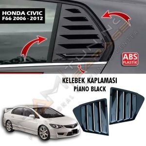 Honda Civic FD6 Kelebek Cam Vizörü (Plastik) Piano Black