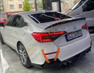 Honda Civic FE Arka Ek Difüzör (Plastik) Piano Black 2022+
