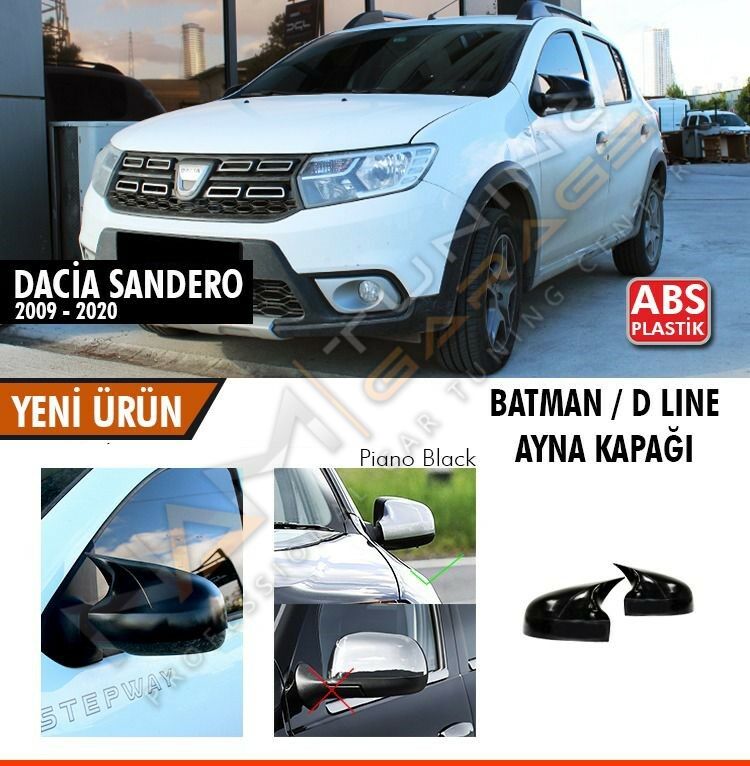 Dacia Sandero Batman Yarasa Ayna Kapağı Piano Black / 2009 - 2020