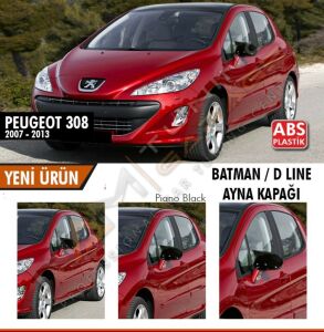 Peugeot 308 Batman Yarasa Ayna Kapağı Piano Black / 2007-2013