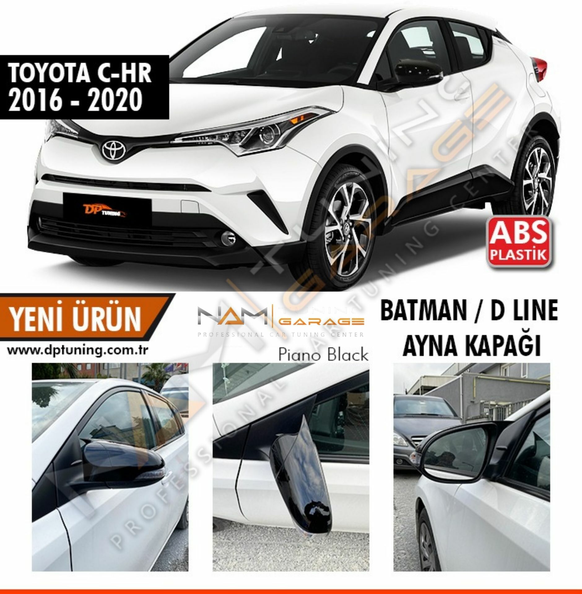 Toyota CHR Batman Yarasa Ayna Kapağı Piano Black / 2016 ve Sonrası