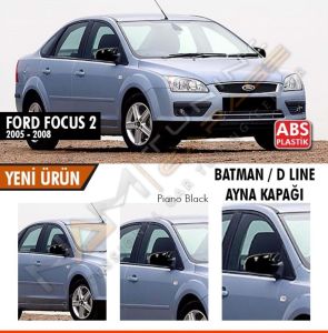 Ford Focus 2 Batman Yarasa Ayna Kapağı Piano Black / 2004-2008