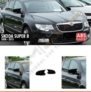 Skoda SuperB B6 Batman Yarasa Ayna Kapağı Piano Black / 2008-2015