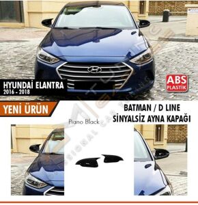 Hyundai Elantra Sinyalsiz Batman Yarasa Ayna Kapağı Piano Black / 2016 - 2018