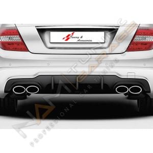 Mercedes W204 Difüzör Makyajlı Kasa Parlak Siyah Sağ Sol Çift Çıkış  2011-2014 arası