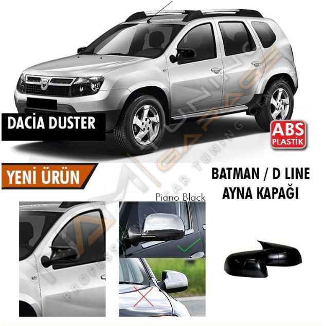 Dacia Duster 1 Batman Yarasa Ayna Kapağı Piano Black / 2010-2017