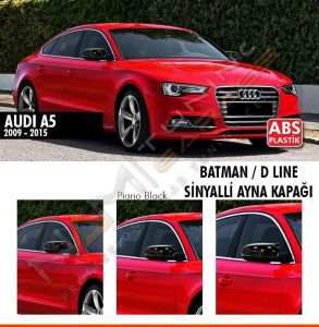 Audi A5 B8 Batman Yarasa Sinyalli Ayna Kapağı Piano Black / 2009-2015