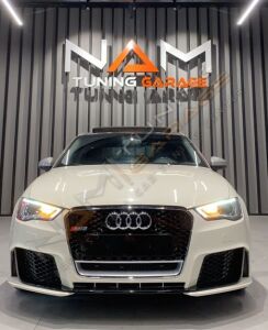 AUDİ A3 2013-2016 IÇIN UYUMLU PANJUR RS3 - KROM ÇERÇEVE - QUATRO YAZILI